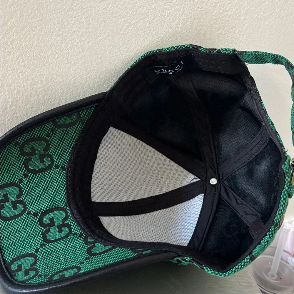 Gucci Green and Black GG Monogram Baseball Cap - Picture 4 of 4